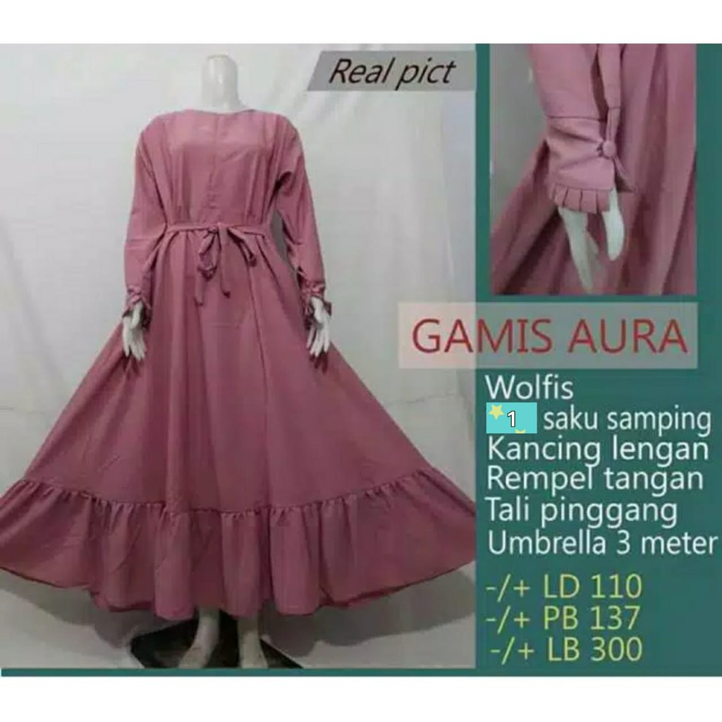 WOLFIS AURA gamis kerut rempel terbaru