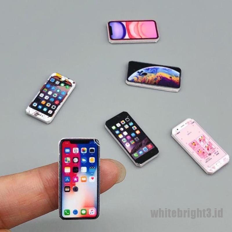 (white3) 1pc Miniatur Handphone Skala 1: 12 Untuk Rumah Boneka