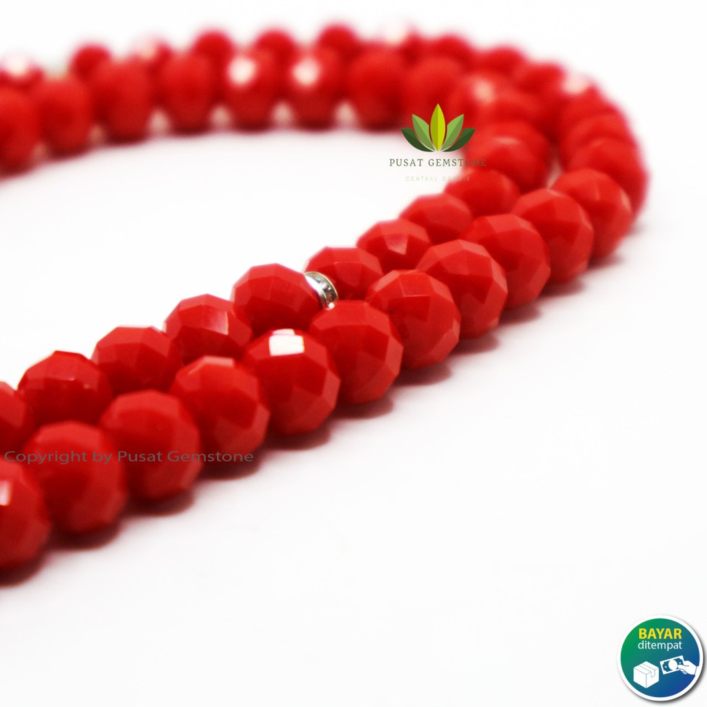 Tasbih Batu Giok Merah Kristal 99 Butir Grade A