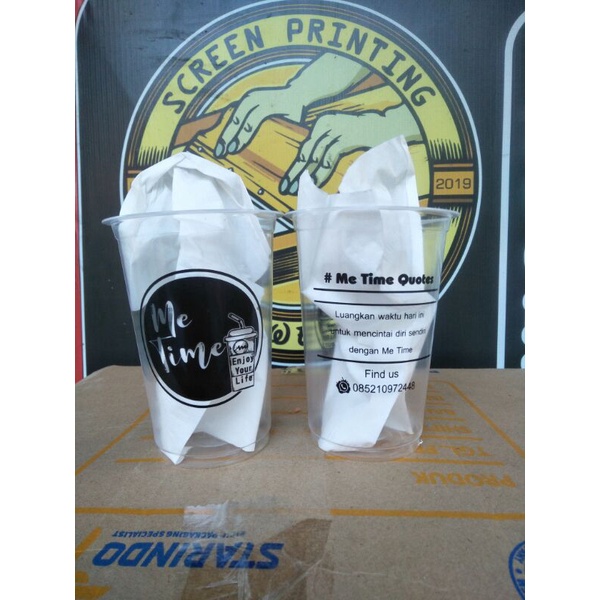 Gelas CUP sablon 18 oz tebal datar