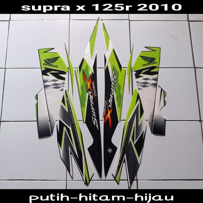 Striping Stiker Motor Supra X 125R 2010 Putih-Hijau