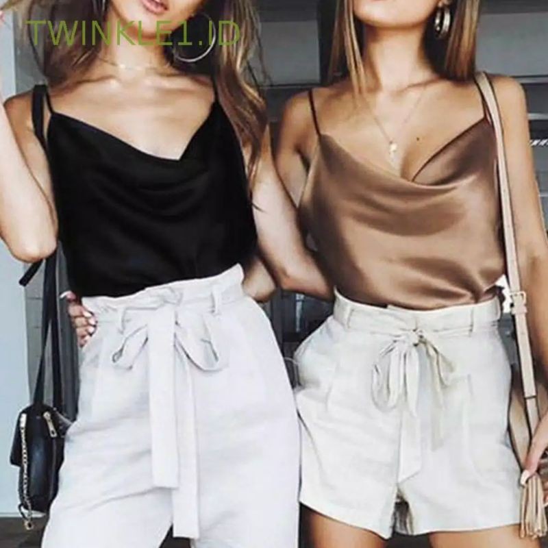 [READY bisa COD] KOREAN TOP SATIN/TANK TOP SATIN/ATASAN WANITA/ATASAN CANTIK/ATASAN CASUAL (XS-XL)-1