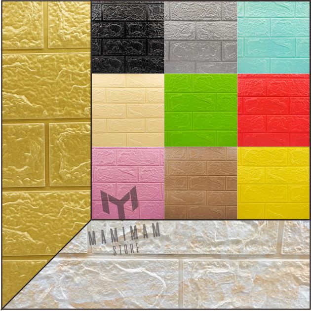 Wallpaper Dingding 3D Foam Motif Batu Bata Dekorasi Dinding Kamar Murah / Walpaper dinding Foam 3D Motif Batu Bata-2