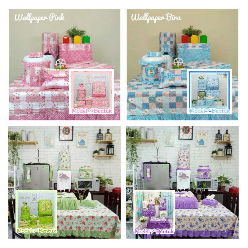 PREORDER Home Kitchen Set Dapur Shabby Shabbychic Bunga Vintage Minimalis / Patchwork Kotak Kotak / 