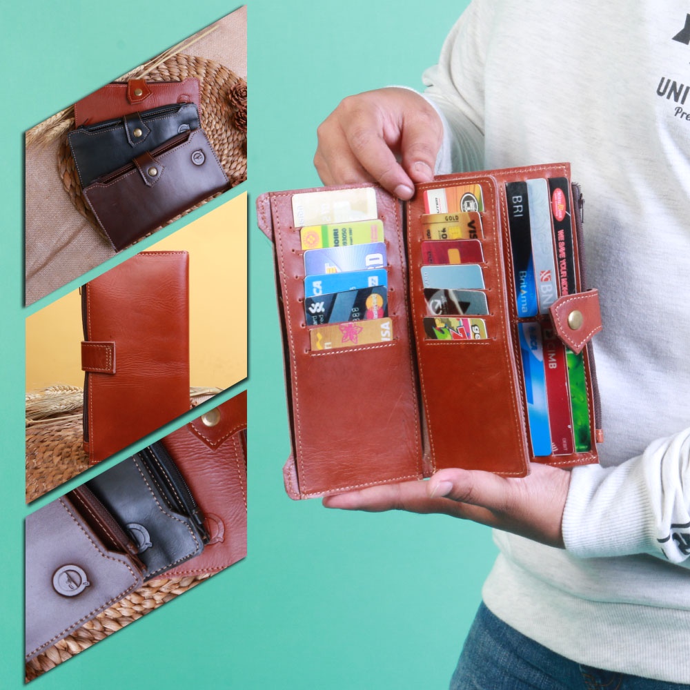 Dompet Kulit Pria Dompet Panjang Kartu Pria Lipat Kulit Sapi Asli Original F015 Dompet Pria Panjang Modern Compact GENUINE LEATHER Card Wallet GARANSI ORIGINAL