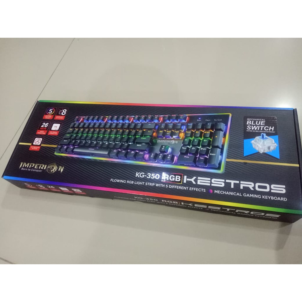 KEYBOARD GAMING IMPERION KESTROS MECHANICAL BLUE SWITCH KG-350 KG350 RGB