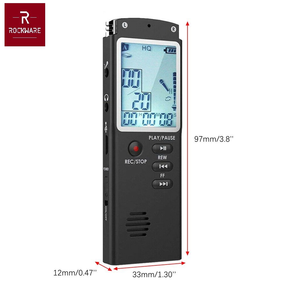 ROCKWARE RW-AVR02- Professional Audio Voice Recorder 8GB - Dictaphone