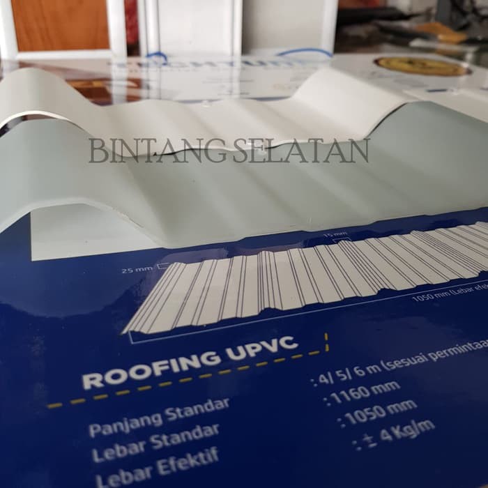 ATAP GELOMBANG UPVC TECHTUM/ ROOFING UPVC PUTIH GELOMBANG 6