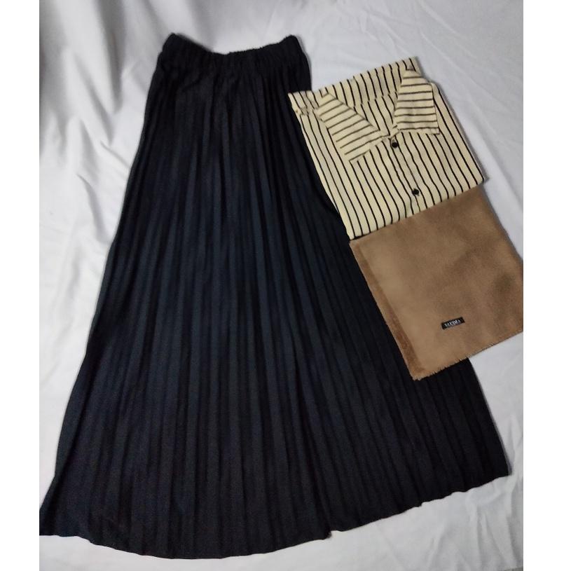 3 IN 1 SALUR ROK SAUDIA PART 3 SETELAN KEMEJA SALUR ROK PLISKET REMPEL BESAR HIJAB SEGI EMPAT SAUDIA