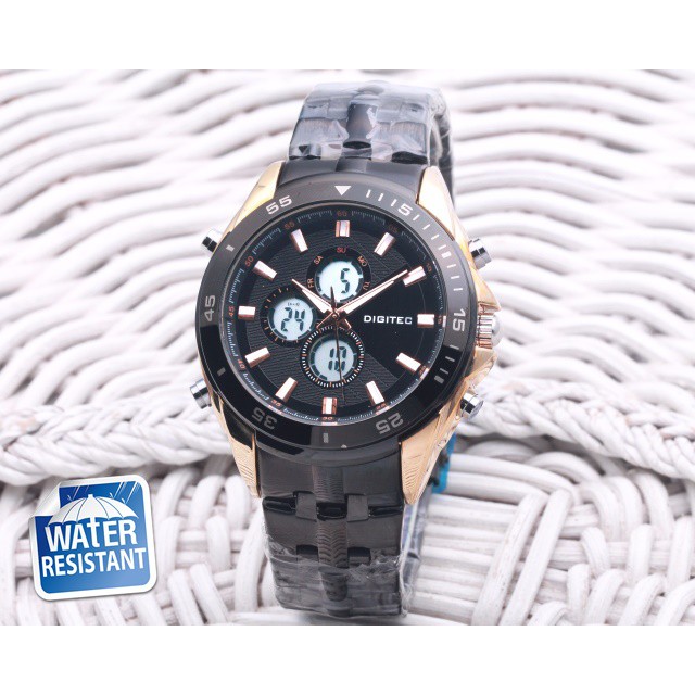 Jam Tangan Pria Digitec DT2101 Original Rantai Black Rosegold Army