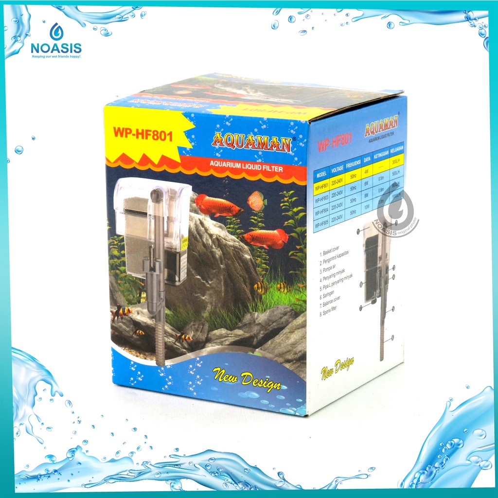 FILTER GANTUNG AQUARIUM HANGING FILTER SLIM AQUAMAN WP HF 801 HF-801