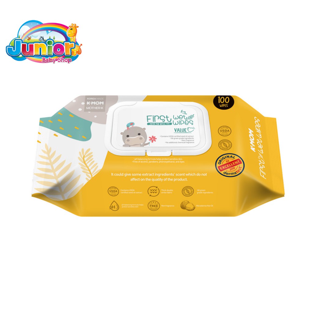 K-MOM First Wet Wipes 100pcs Value Cap