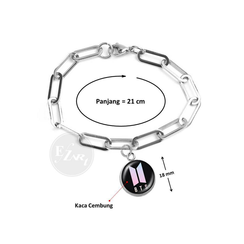 GELANG RANTAI LIONTIN LOGO KPOP BTS, Blackpink, Twice, RV, EXO, GOT7, NCT, Itzy BISA CUSTOM