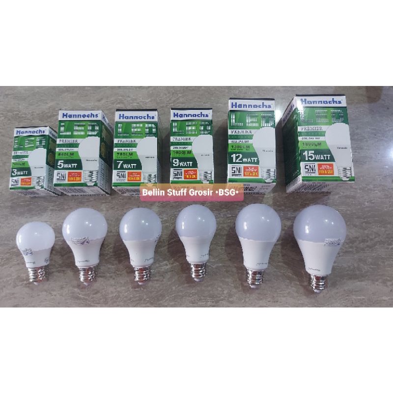 Lampu LED Hannochs PREMIER Hemat Energi 3 Watt, 5 Watt, 7 Watt, 9 Watt,12 Watt,15 Watt-Cahaya Putih