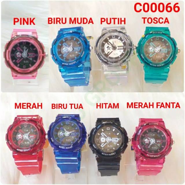 ( C066 ) JAM TANGAN SPORT TRANSPARAN / WATER RESISTANT 3 ATM / TAHAN AIR