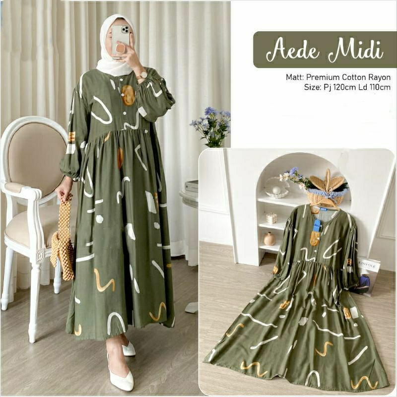 AEDE MIDI DRESS RAYON / MIDI DRESS BUSUI / MIDI DRESS BUSUI / MIDI DRESS VIRAL / MIDI DRESS RAYON MO