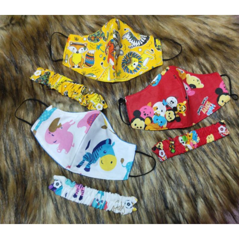 masker anak motif plus konektor