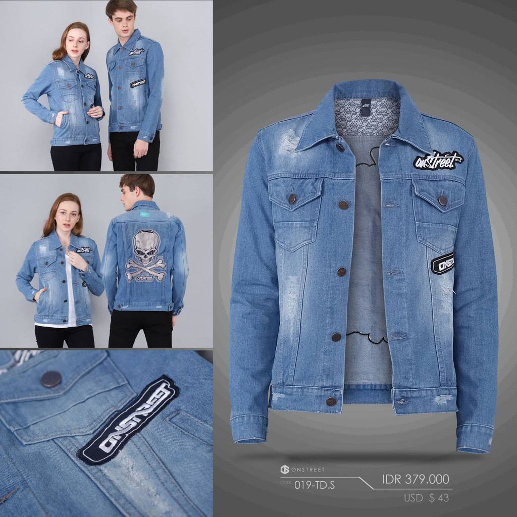 JAKET JEANS PRIA / JAKET TRUCKER DENIM SKULL ONSTREET (BIO BLEACH)