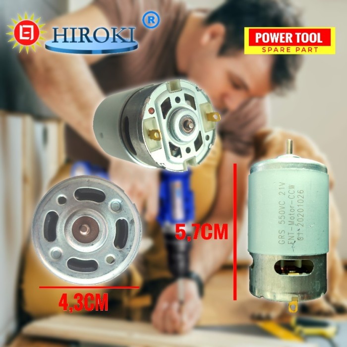 Dinamo bor cordlless GRC 550VC 21V MOTOR Mesin bor baterai