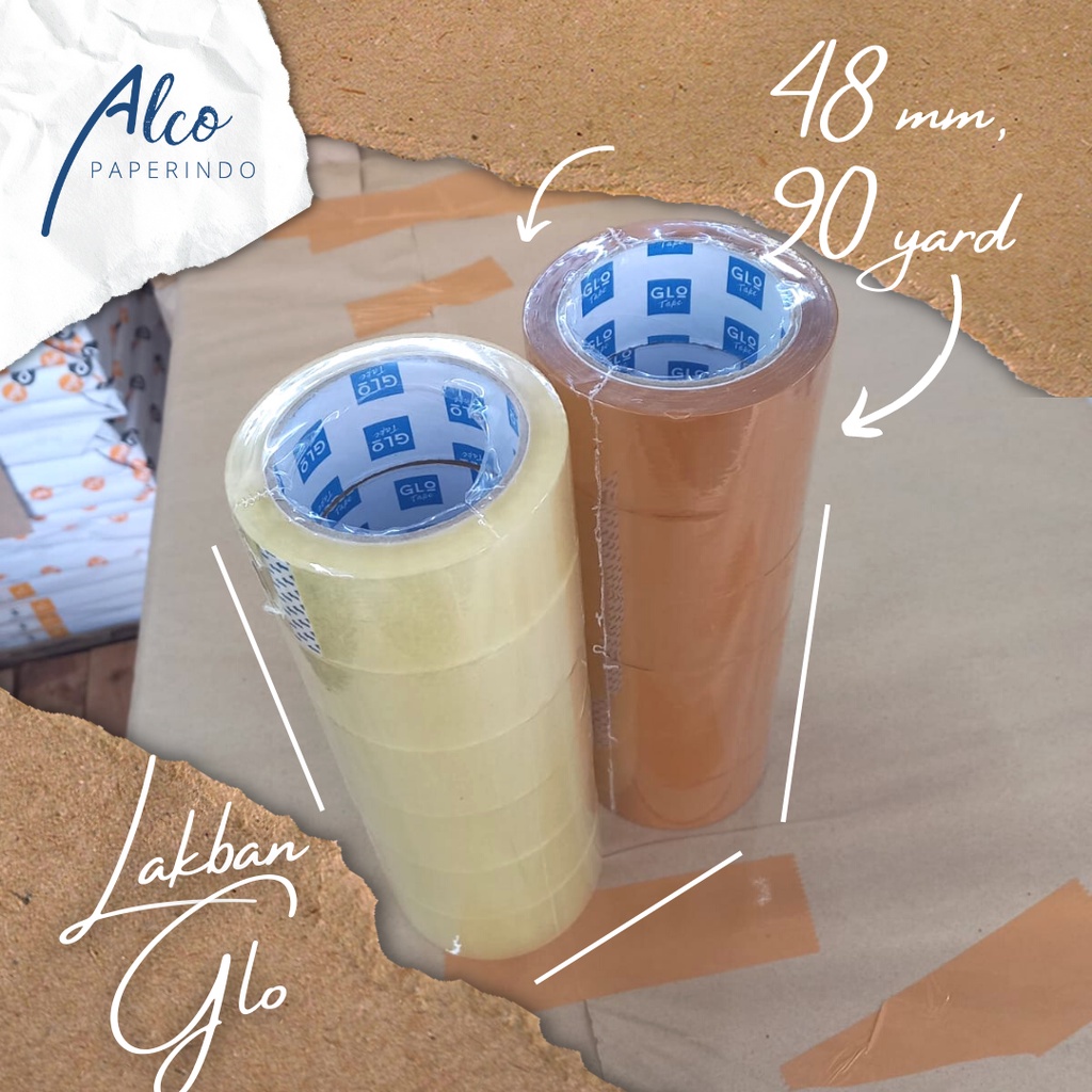 

grosir lakban GLO TAPE 2 inch, 48mm, 90 yard bening/coklat