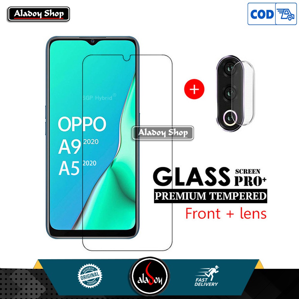 Paket Tempered Glass Layar Clear Dan Tempered Glass Camera Lens Oppo A9 2020