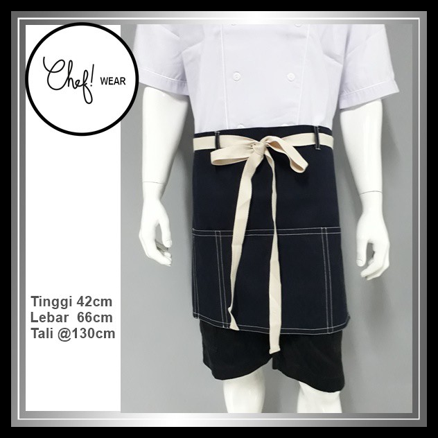 Chef Wear Apron / Celemek Pendek Waterproof Tali Ban