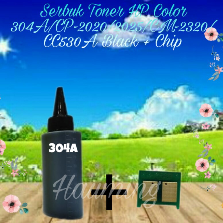 Serbuk Toner HP 304A CP2020 CP2025 CP2025dn CP2025n CP2025x CM2320 CC530A Black + Chip