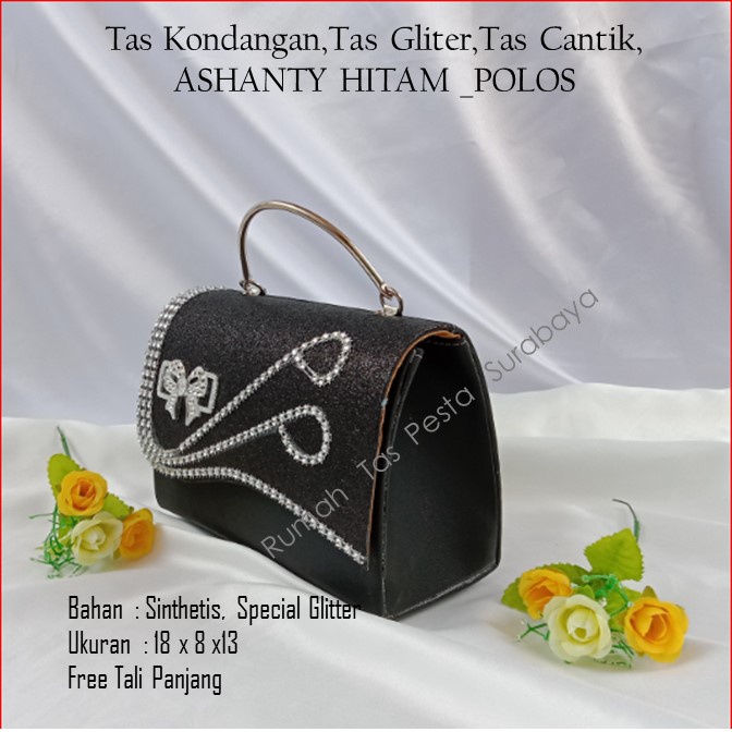 Tas Kondangan,Tas Gliter,Tas Cantik,ASHANTY HITAM _POLOS