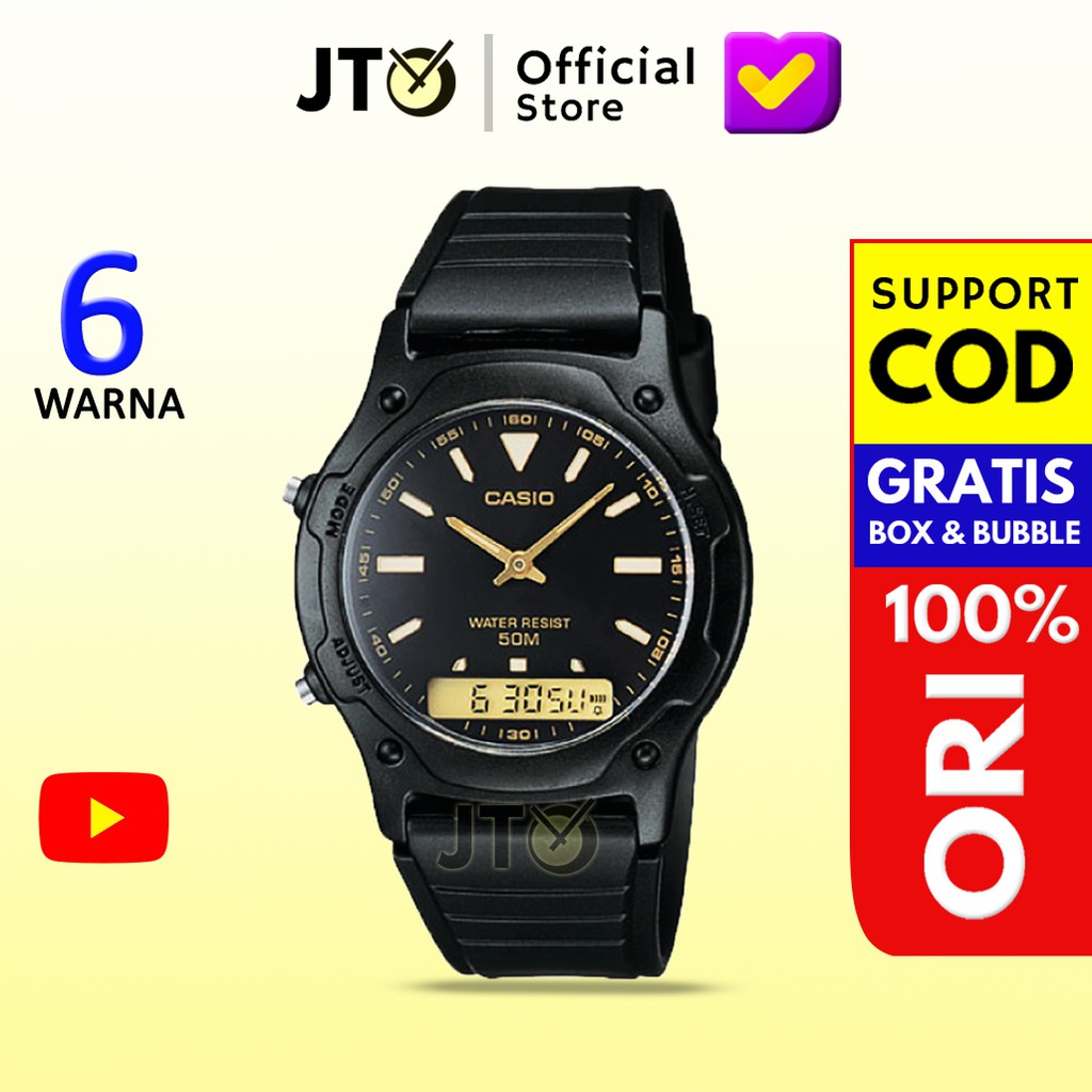 JAM TANGAN PRIA CASIO ORIGINAL ANALOG DIGITAL ARLOJI CASUAL KARET ANTI AIR KADO ULANG TAHUN C86