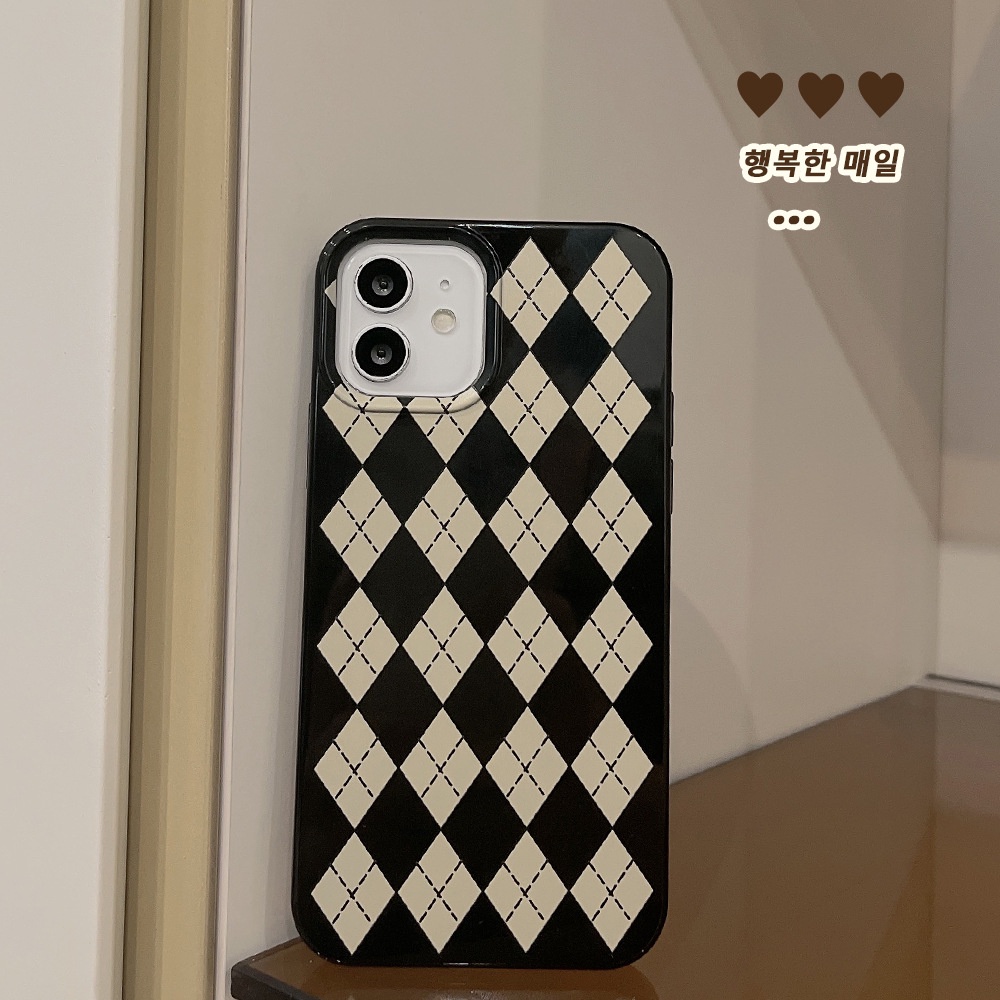 IPHONE Casing Ponsel Motif Kotak Hitam Putih Gaya Vintage Untuk Iphone7 8 PLUS X XR Xs11 12 13 14 MINI PRO MAX SE 2020