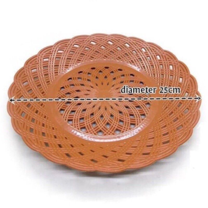 PIRING PLASTIK ROTAN COKLAT/LUSIN (12PCS) PIRING ROTAN PLASTIK