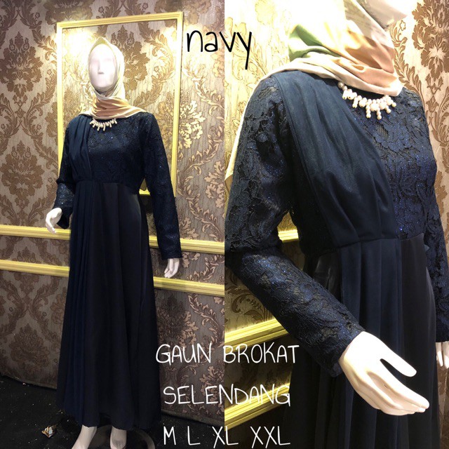GAUN BROKAT SELENDANG/GAUN PESTA/ GAUN WISUDA / GAMIS