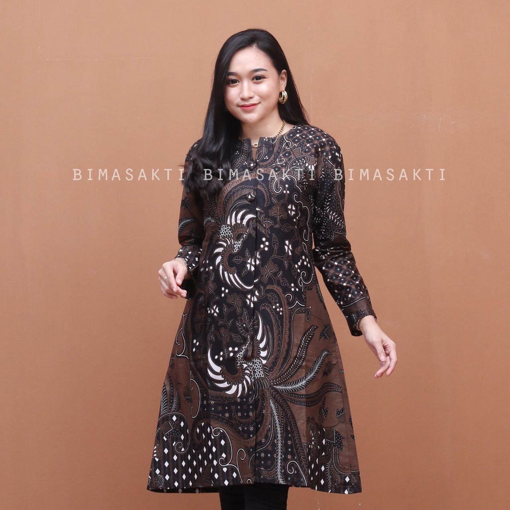 Batik couple kemeja tunik terbaru - baju batik sarimbit - baju mama papa - baju kondangan - baju kapel - baju suami istri - Sania Ruffle Batik Couple