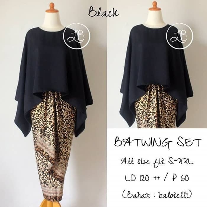 Setelan Kebaya Batwing / Kebaya Kalong JUMBO Grey