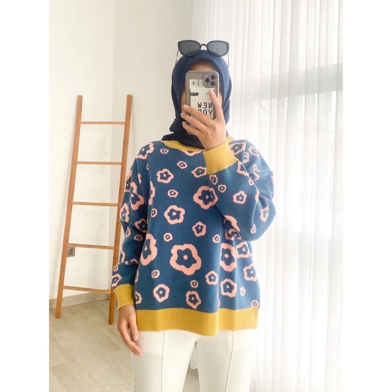 SWEATER RAJUT STAR FLOWER PREMIUM BAHAN TEBAL