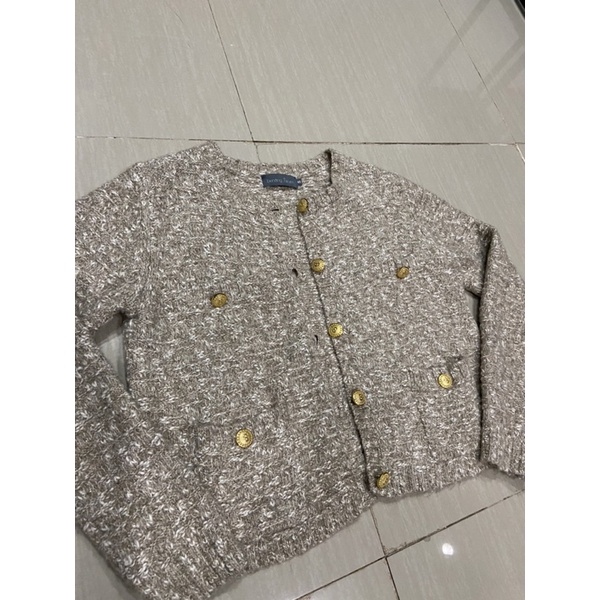 lydia tweed cardigan benang jarum