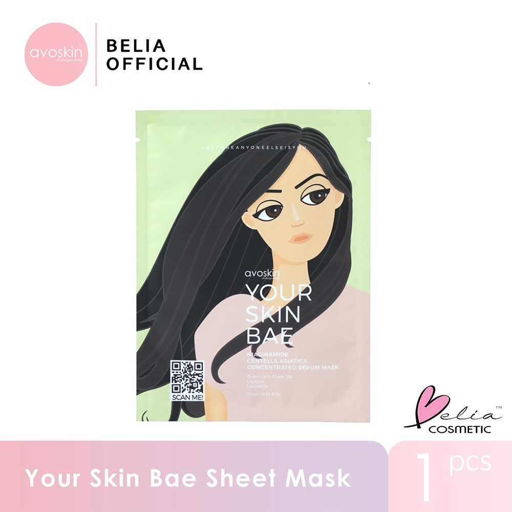 ❤ BELIA ❤ AVOSKIN Your Skin Bae Sheet Mask | Niacinamide | Vitamin C | Alpha Arbutin | Serum Mask | BPOM