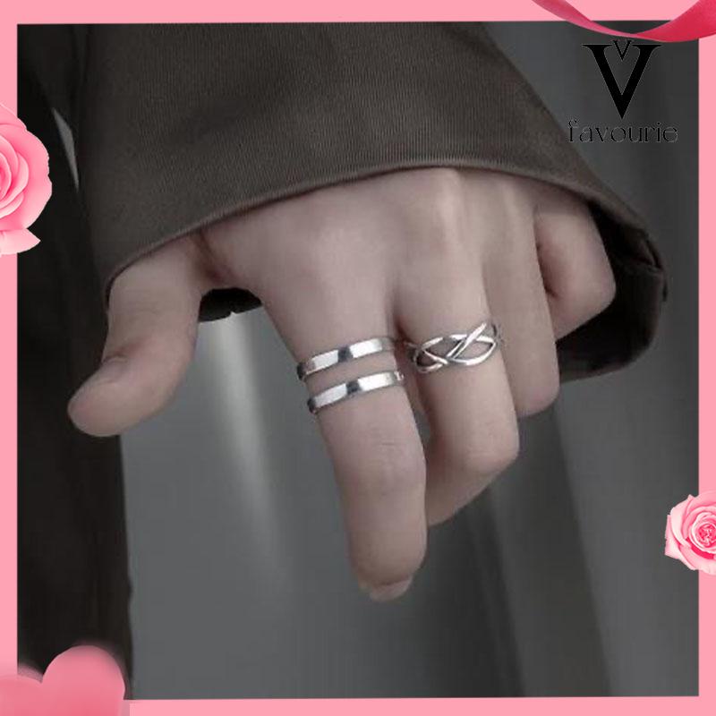 [COD]3pcs Cincin Jari Telunjuk Model Terbuka Dapat Disesuaikan Tidak Pudar Untuk Unisex-FA