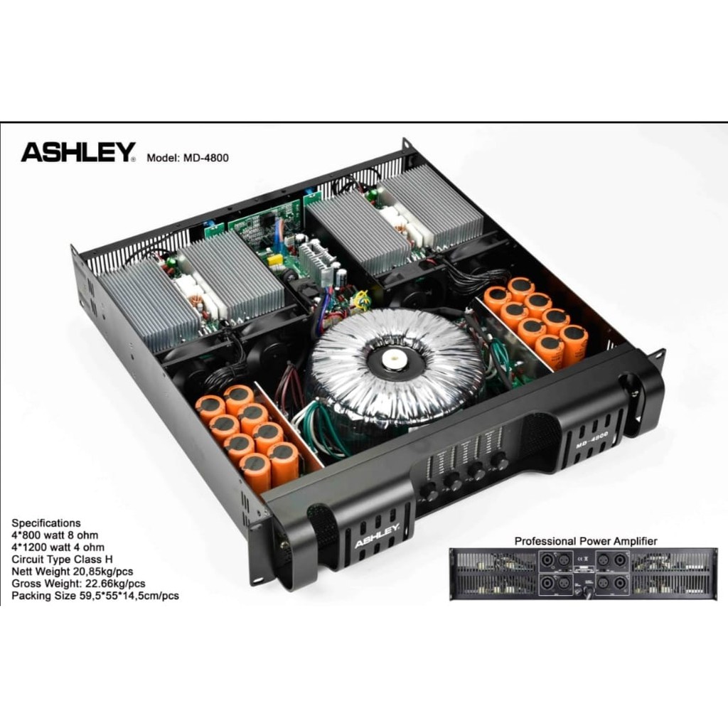 Power Amplifier ASHLEY MD-4800 4 Channel