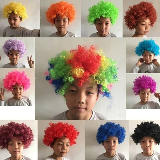 Rambut Palsu Warna Wig Badut Kribo Aksesories Rambut Dekorasi Pesta