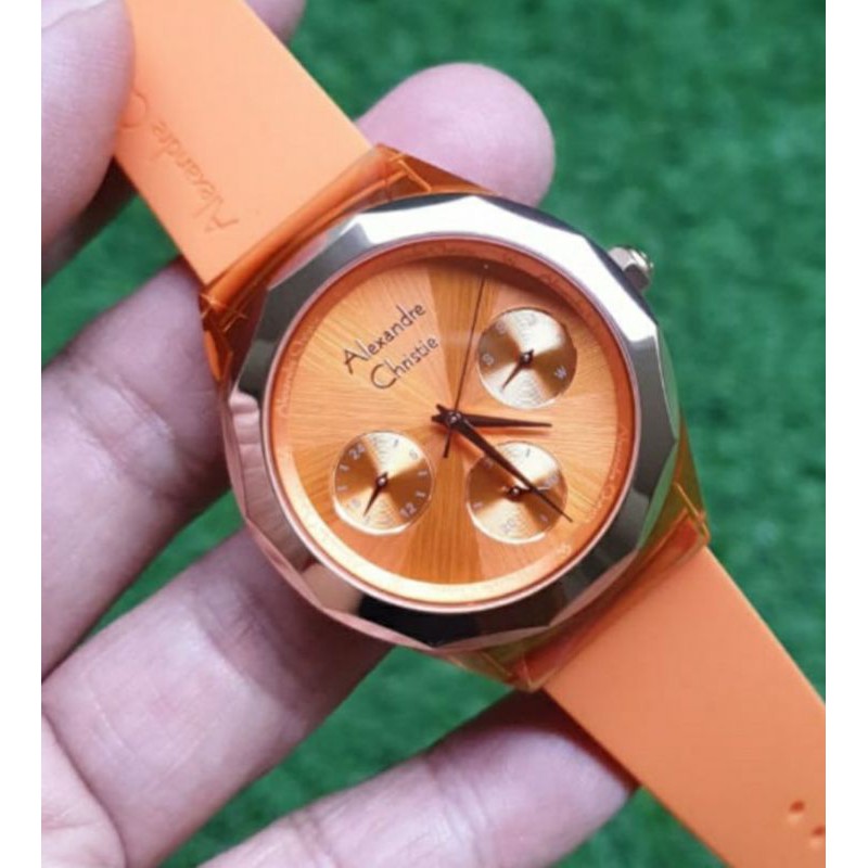 Alexandre Christie Ac2808 Orange Jam Tangan Wanita Original