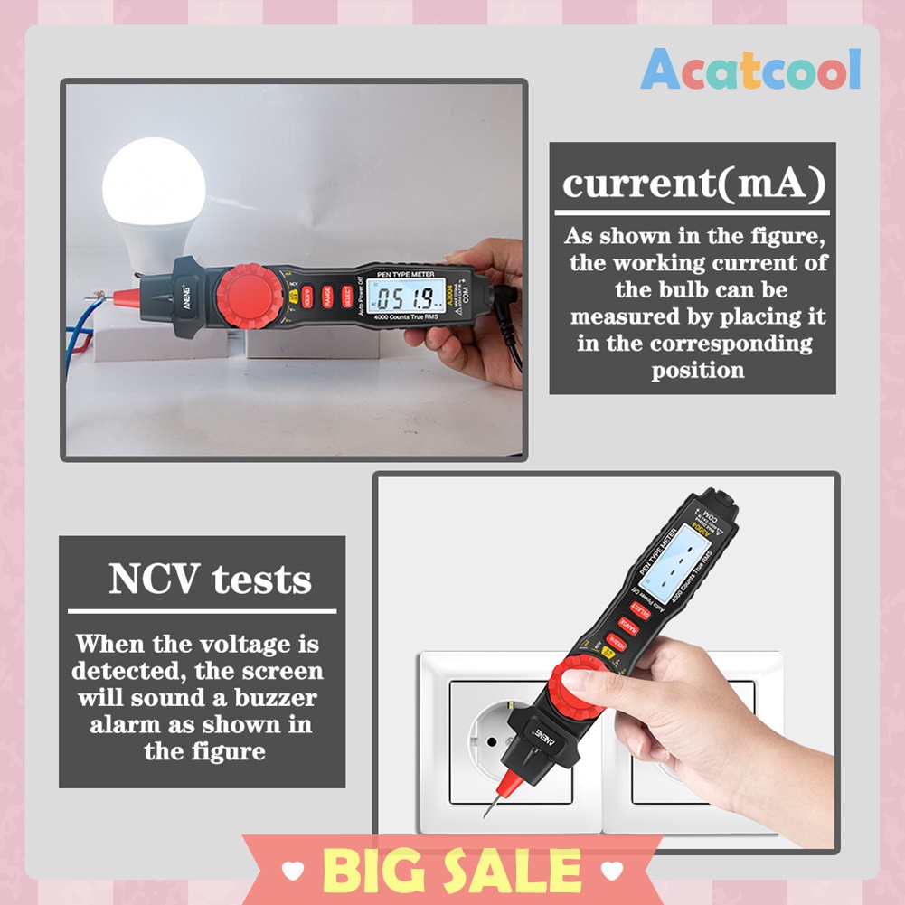 ANENG A3004 Pen Type Digital Multimeter LCD 4000 Counts Auto Range Tester