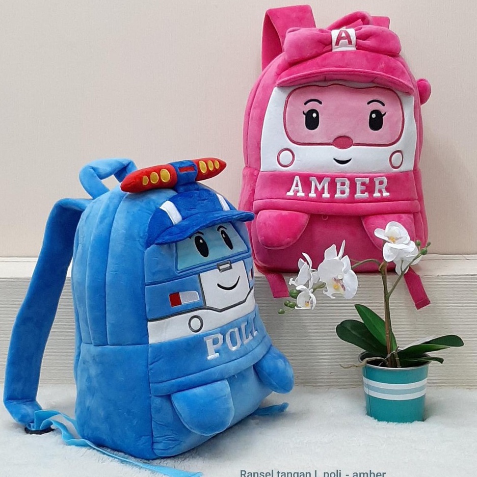 Tas Ransel Sekolah Anak Robocar Poli Amber Size L/Backpack SD/Hadiah kado tas lucu