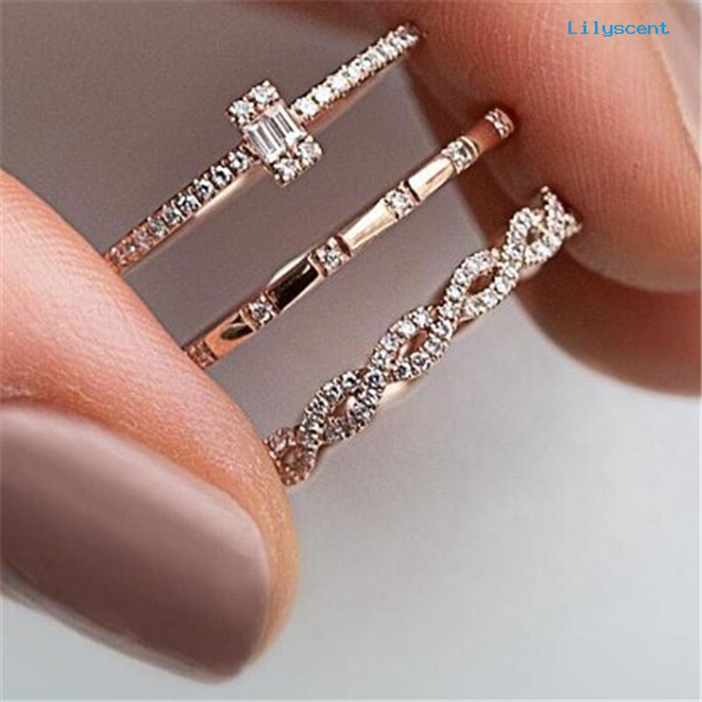 3pcs / Set Cincin Jari Gaya Minimalis Untuk Dekorasi Harian