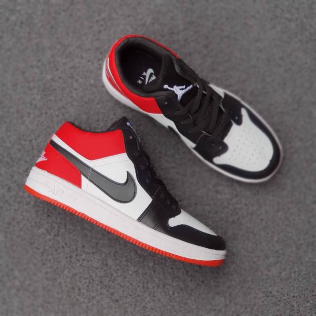 low jordan 1 black and red