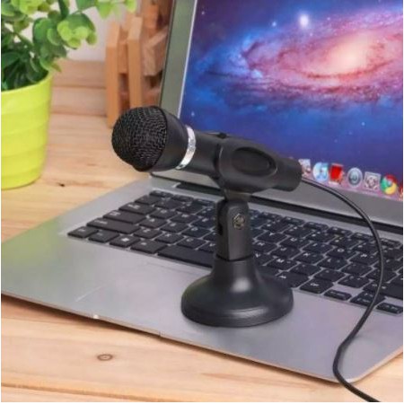 Microphone m-tech wired aux 3.5mm with stand for laptop pc macbook yw-30 yw30 - mic mini