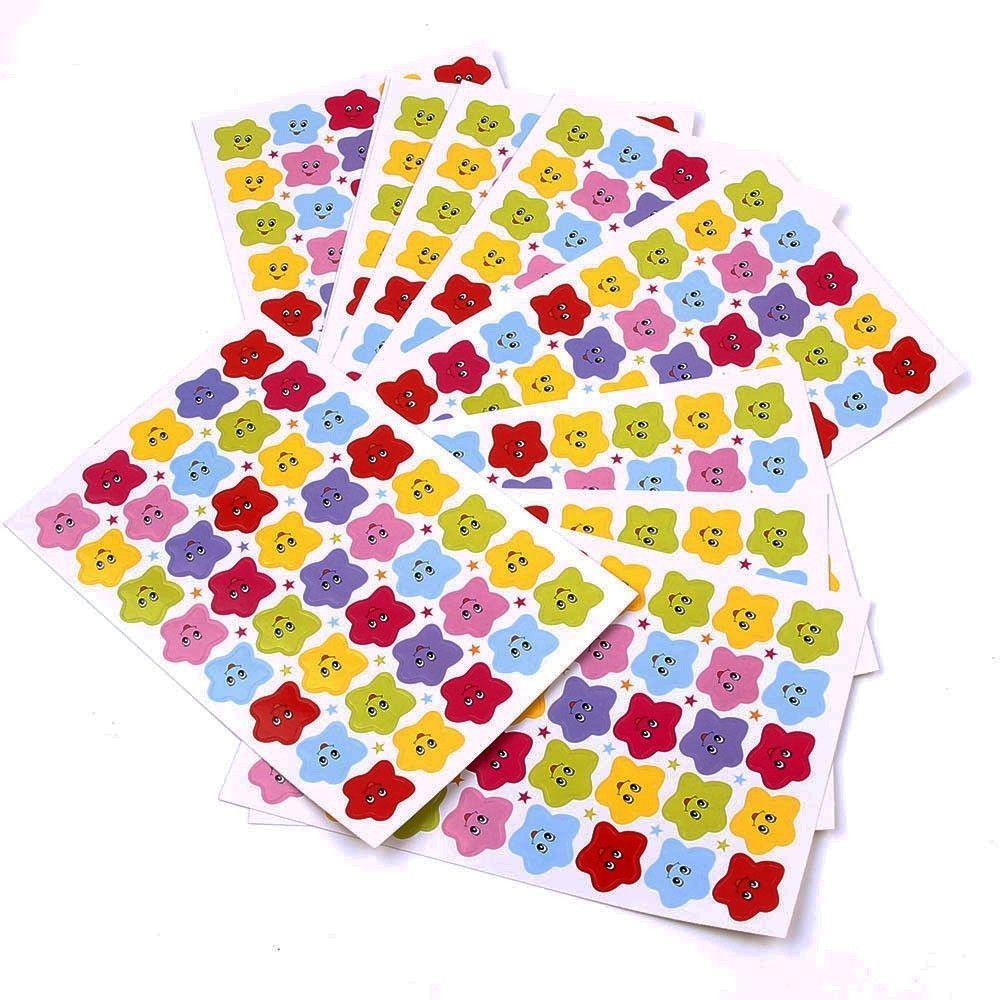 QUINTON 10pcs Creative Smile Stars Sticker Cute DIY Scrapbook Sticker Children Reward Sticker Teacher Reward Label Diary Sticker Stars Decal School Supplies Smile Face Sticker