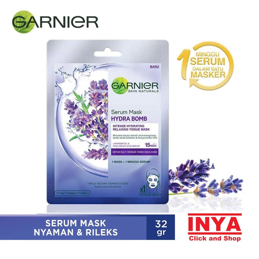 GARNIER SERUM MASK HYDRA BOMB LAVENDER 32gr - Masker Wajah