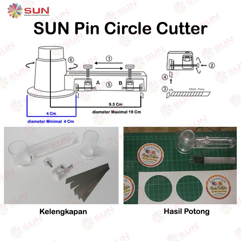 

Circle Cutter Premium 4 cm - 19 cm Pisau Alat Potong Kertas Sticker Bulat / Lingkaran / Bundar