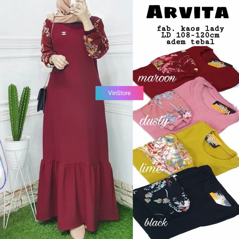 TKG - ARVITA MAXY Gamis Wanita Kaos Lady Knite Jumbo Mix Monalisa by Fashion Solo
